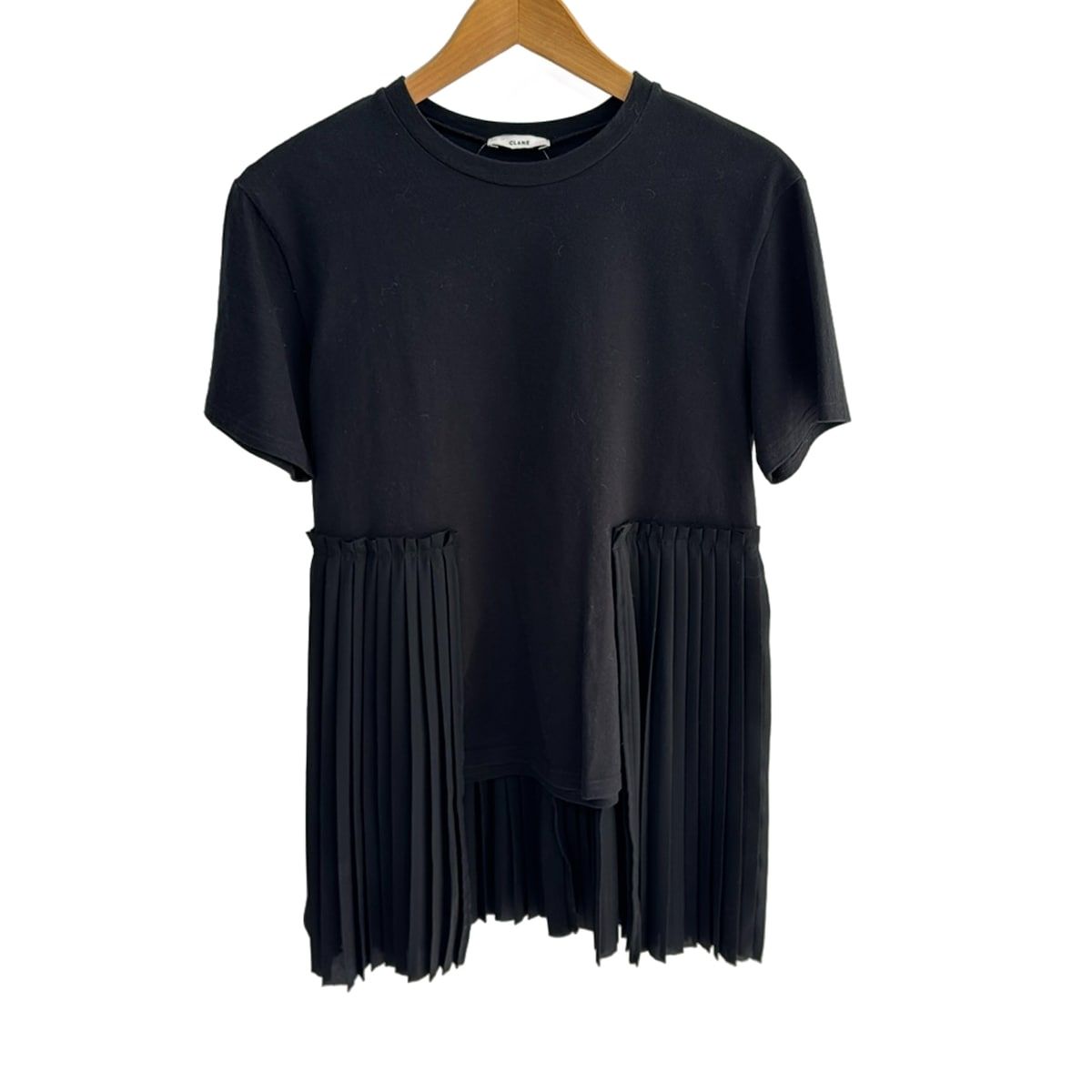 CLANE クラネ チュニック サイズ1 S レディース - 黒 クルーネック|半袖|プリーツ