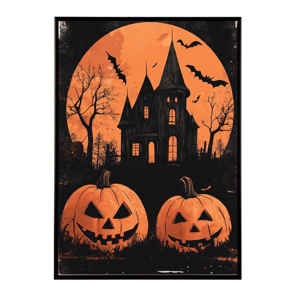 【D-152】lien様　デザインペーパー　ハロウィン　かぼちゃ　❸ A2サイズ（約42x59cm）】【lh-poster-9791】【フレーム付き
