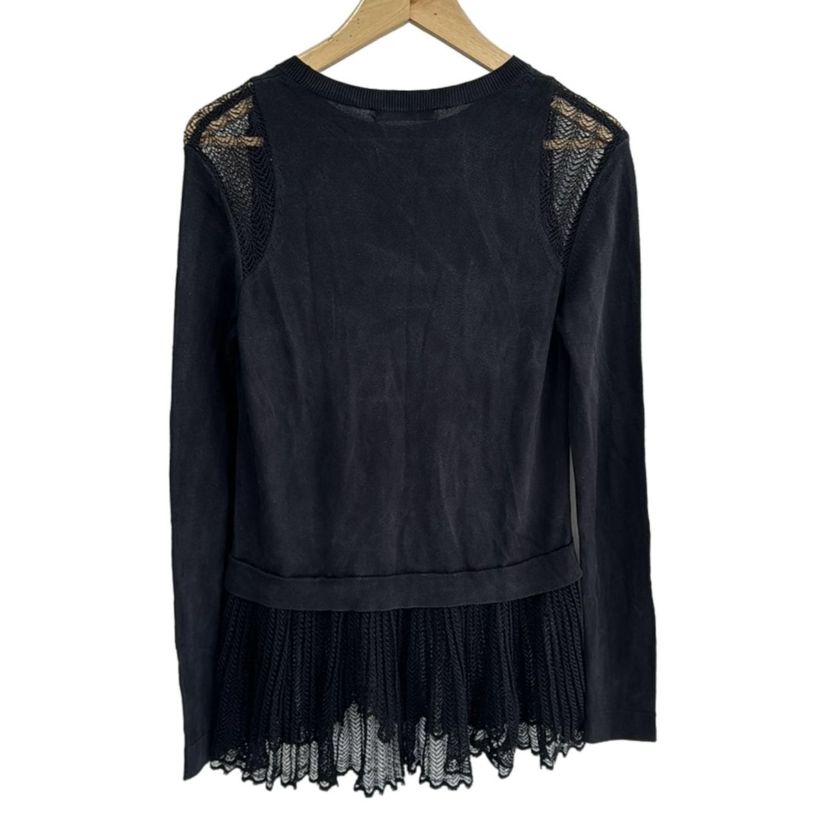 ADEAM アディアム チュニック サイズ0 XS レディース - 黒 クルーネック 長袖 メッシュ
