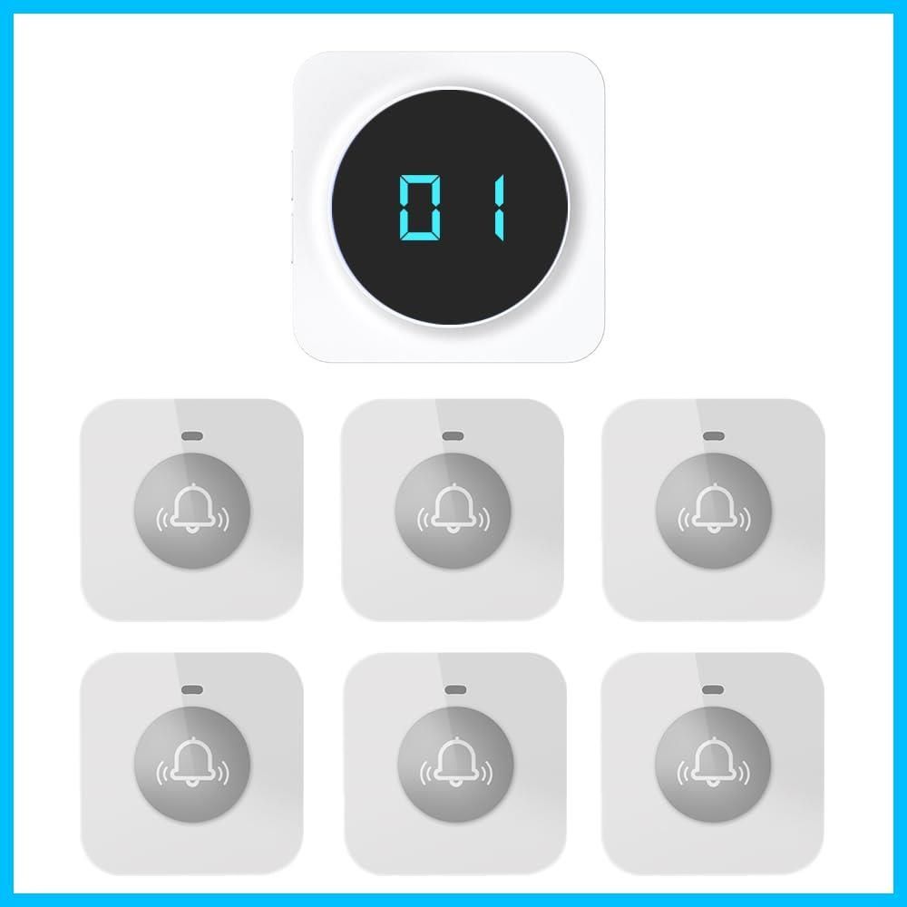 ワイヤレス 介護呼び出しベル 呼び鈴 無線呼び出しチャイム 呼び出しベル ワイヤレスチャイム 業務用呼び出しベル スタッフ呼び出しベル 受信機*1 子機*6 ALIBELL