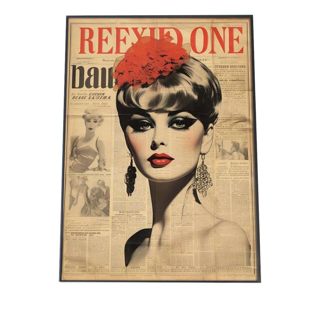 【B2サイズ（約51x73cm）】【lh-poster-982】【フレーム付き】レディ ポスター ガールズ コラージュ アートプリント ポスター インテリア キレイ目