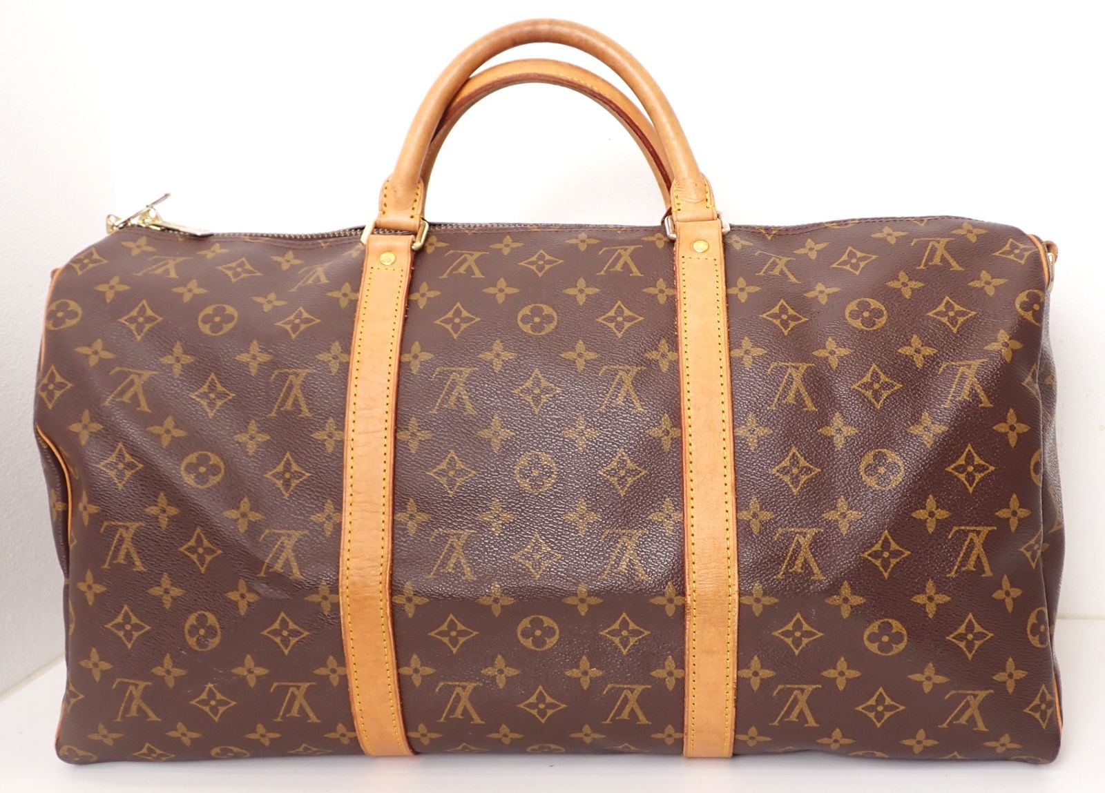 Louis Vuitton ルイヴィトン キーポル50 モノグラム キャンバスレザー ブラウン ボストンバッグ 約31 L容量 ヌメ革 旅行用バッグ