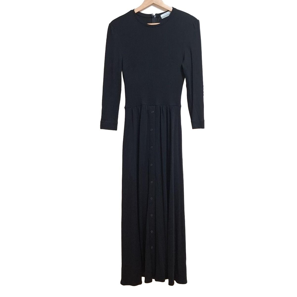 BORDERS at BALCONY ボーダーズアットバルコニー ワンピース サイズ36 S レディース 黒 白 クルーネック 長袖 マキシ丈