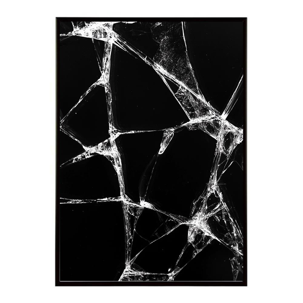 【B1サイズ（約73x103cm）】【lh-poster-9843】【フレーム付き】ガラス 幾何学 アート 割れ クラック 石 宝石 ストーン ポスター 縦 インテリア