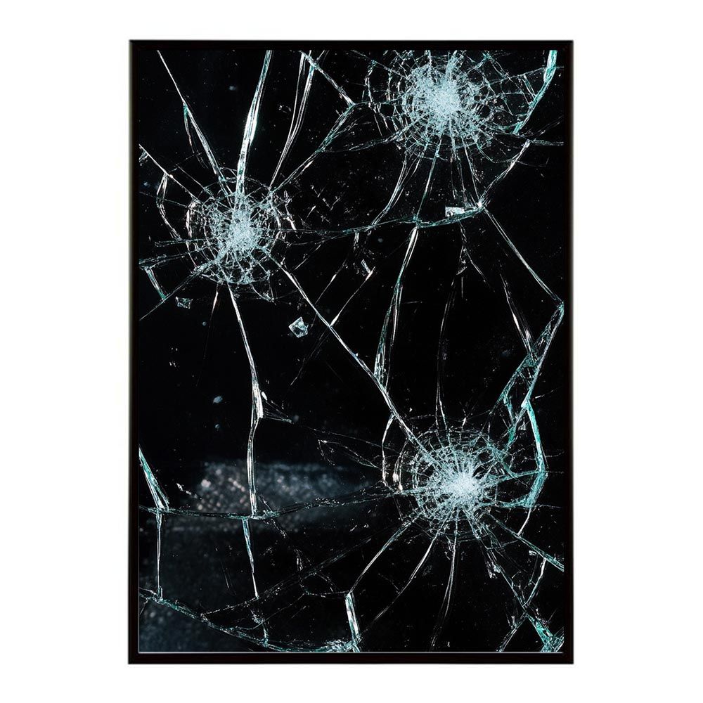 【A3サイズ（約30×42cm）】【lh-poster-9861】【フレーム付き】ガラス 幾何学 アート 割れ クラック 石 宝石 ストーン ポスター 縦 インテリア