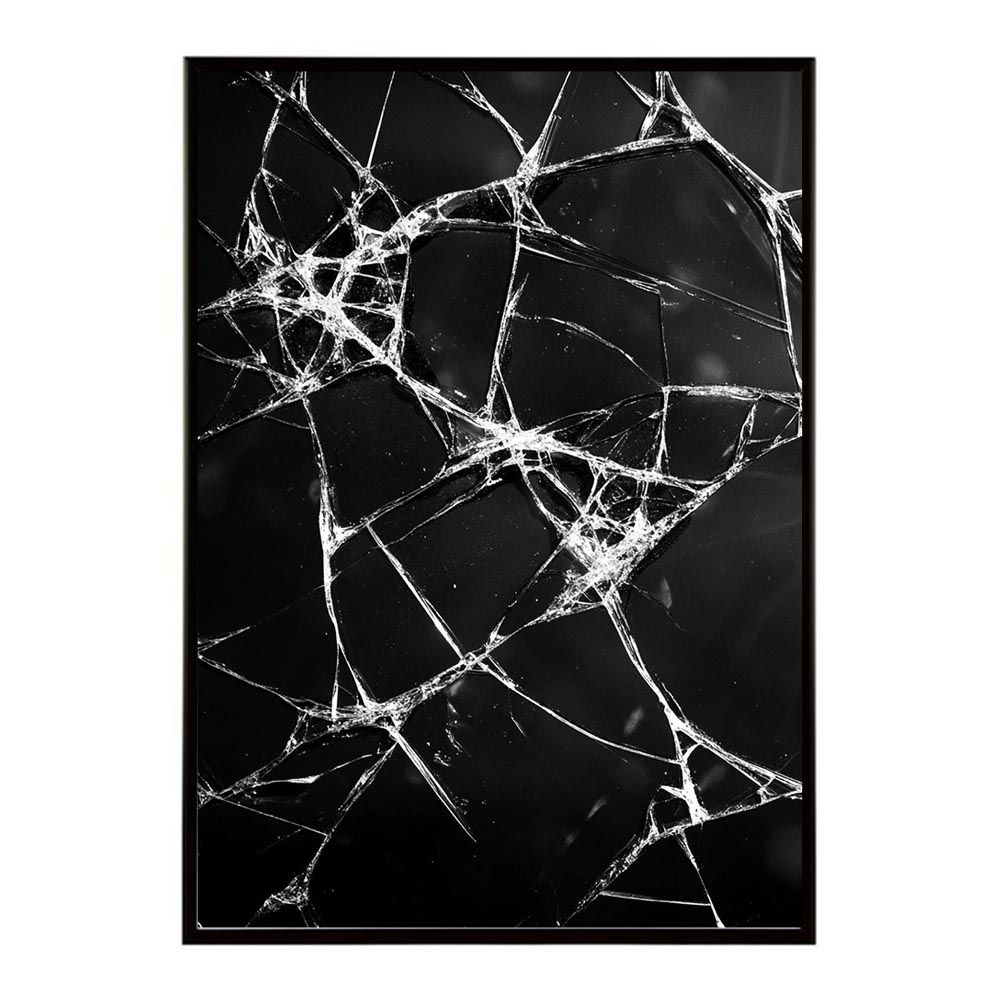 【A0サイズ（約84x119cm）】【lh-poster-9866】【フレーム付き】ガラス 幾何学 アート 割れ クラック 石 宝石 ストーン ポスター 縦 インテリア