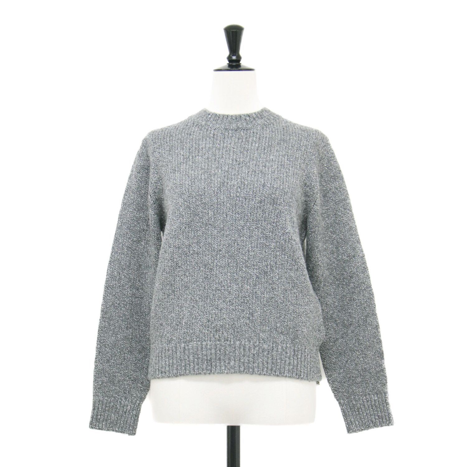 MACKINTOSH LONDON マッキントッシュ ニット グレー サイズ:38(M) | 24秋冬 ヘアリー シャイニー ニット / プルオーバー | 長袖 クルーネック ラメ コンパクト 畦編み ウール | 日本製 | トップス セーター【レディース】【中古】【K4660】 MACKINTOSH LONDON マッキントッシュ ニット グレー サイズ:38(M) | 24