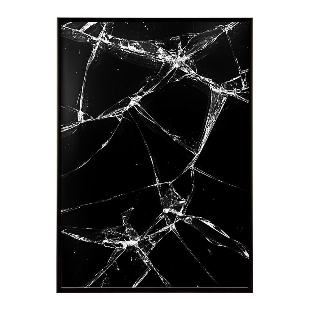 【B1サイズ（約73x103cm）】【lh-poster-9876】【フレーム付き】ガラス 幾何学 アート 割れ クラック 石 宝石 ストーン ポスター 縦 インテリア