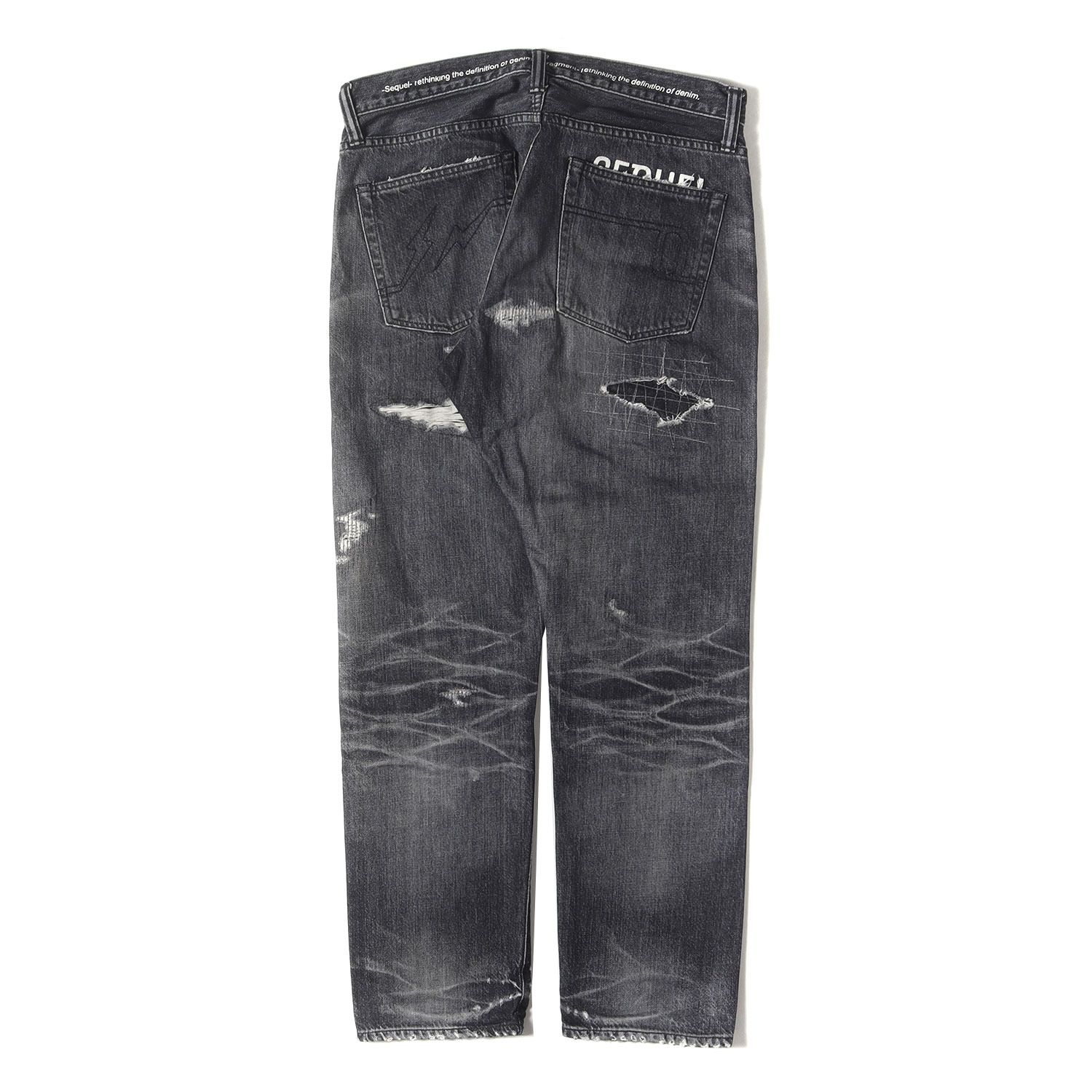 【美品】SEQUEL シークエル パンツ ブラック 黒 サイズ:M | 22SS fragment design ダメージリペア加工 デニムパンツ (DAMAGE DENIM PANTS BLACK) | ボトムス ジーンズ ジーパン【メンズ】【中古】 美品】SEQUEL シークエル パンツ ブラック 黒 サイズ:M | 22SS