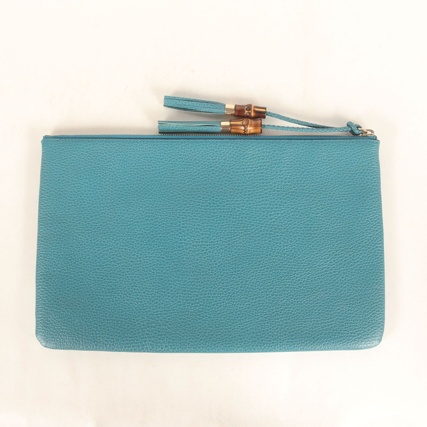 GUCCI グッチ バッグ | バンブー タッセルプル グレインレザー クラッチバッグ 449653 493075 ターコイズ イタリア製 ブランド カバン メンズ