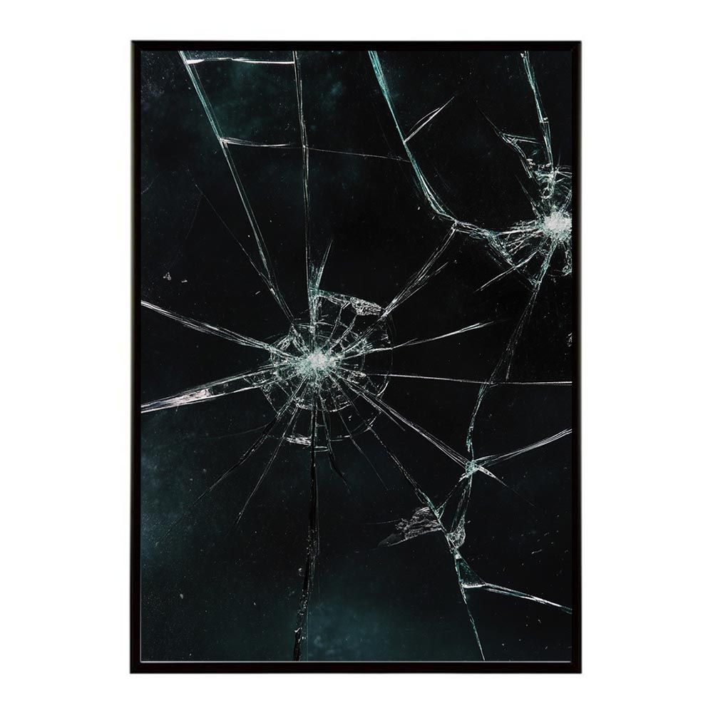 【A2サイズ（約42x59cm）】【lh-poster-9901】【フレーム付き】ガラス 幾何学 アート 割れ クラック 石 宝石 ストーン ポスター 縦 インテリア