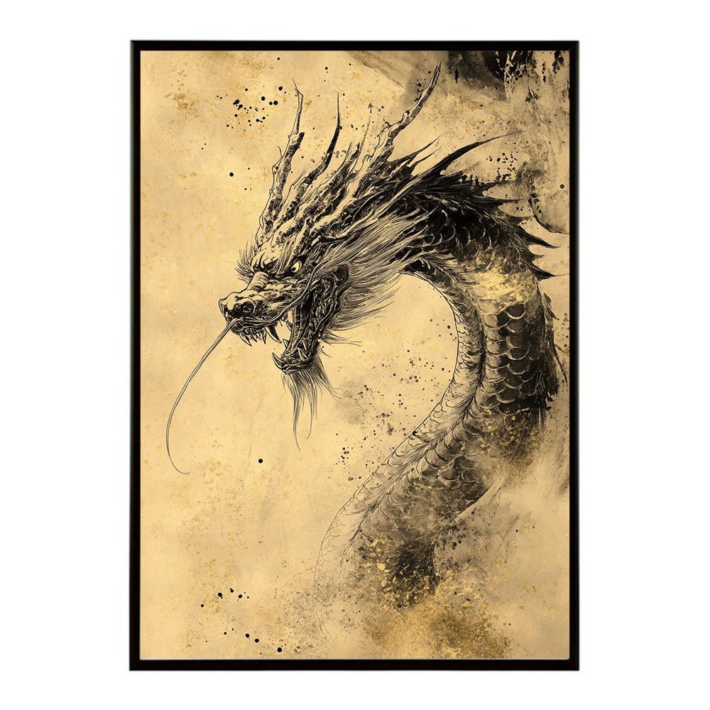 A2サイズ（約42x59cm）】【lh-poster-9917】【フレーム付き】ドラゴン