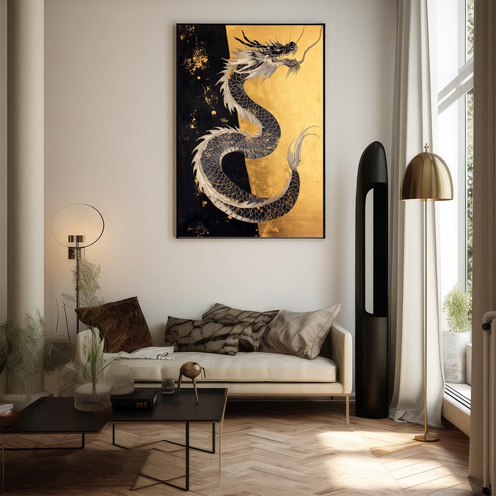 B2サイズ（約51x73cm）】【lh-poster-9926】【フレーム付き】ドラゴン