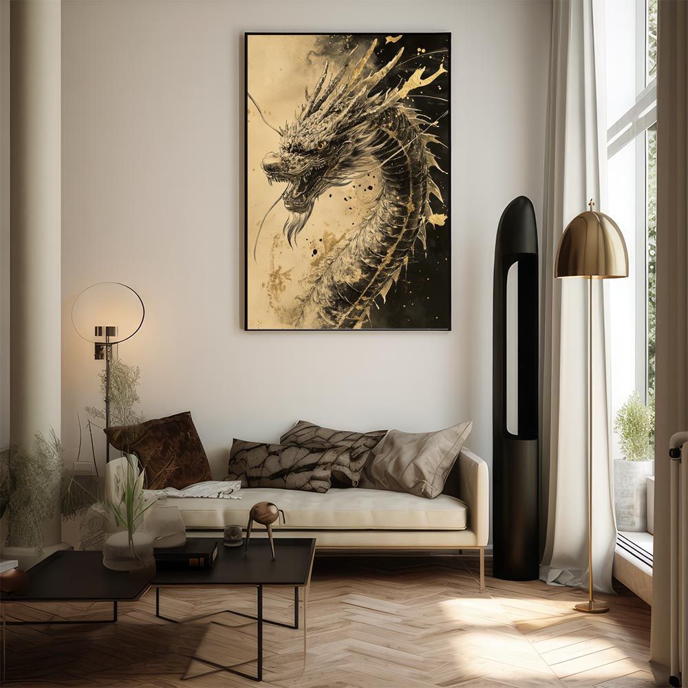 A1サイズ（約59x84cm）】【lh-poster-9928】【フレーム付き】ドラゴン