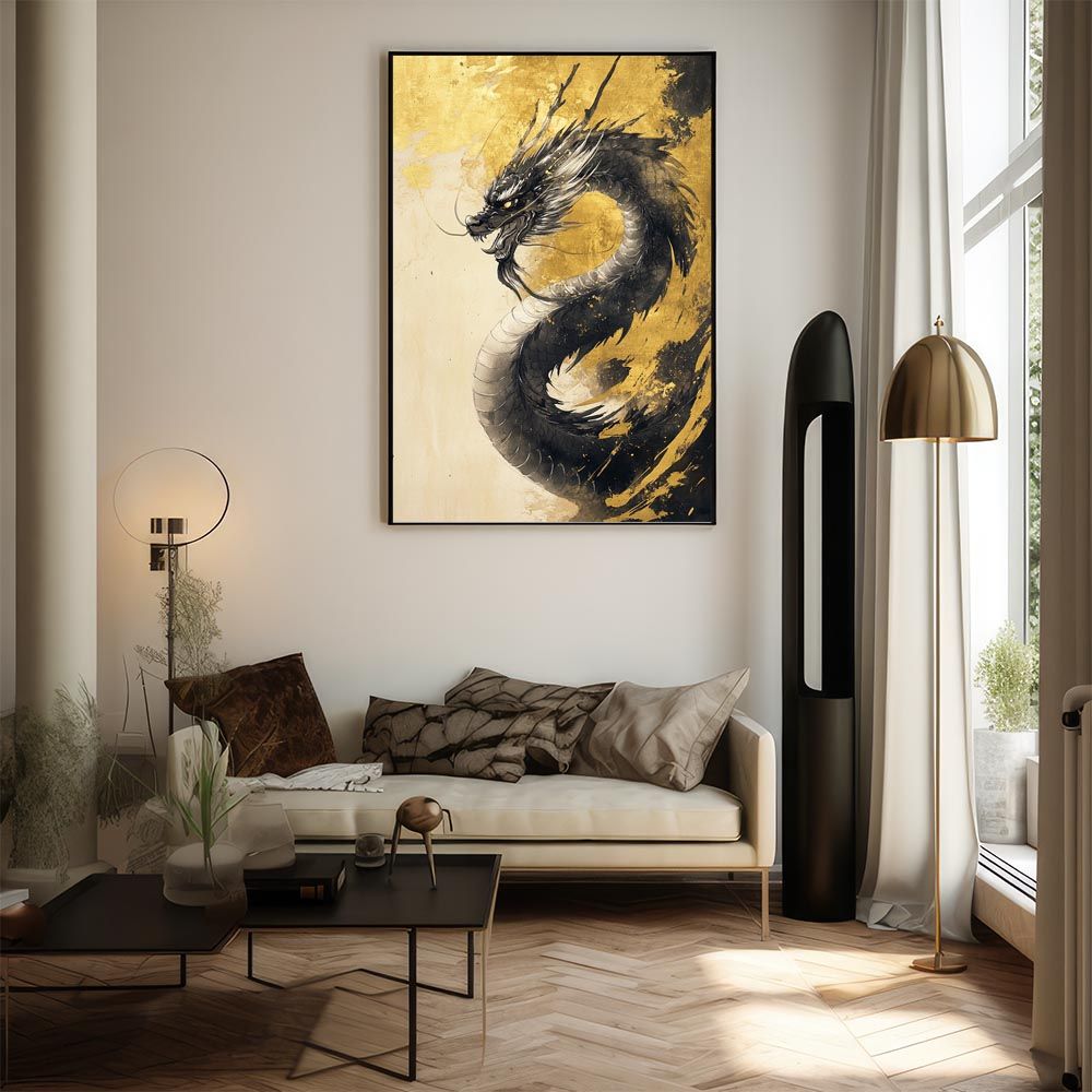 B2サイズ（約51x73cm）】【lh-poster-9931】【フレーム付き】ドラゴン