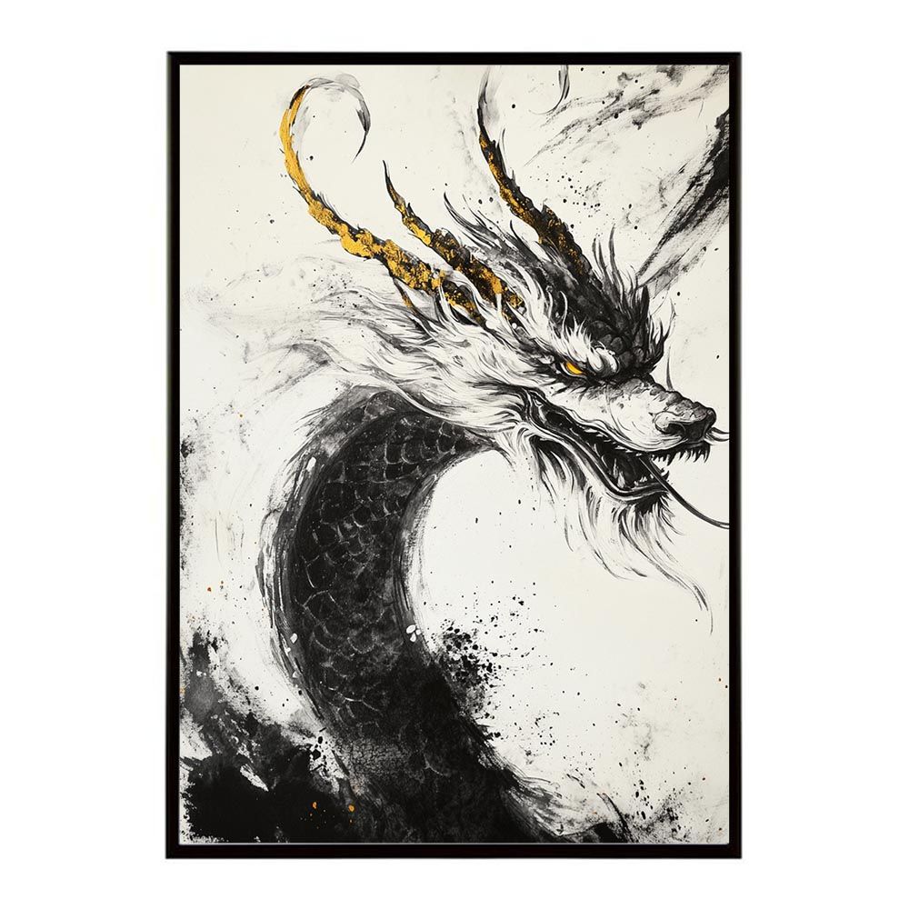 【A2サイズ（約42x59cm）】【lh-poster-9935】【フレーム付き】ドラゴン 龍 金運 開運 辰年 干支 龍神 ゴージャス ポスター 縦 インテリア