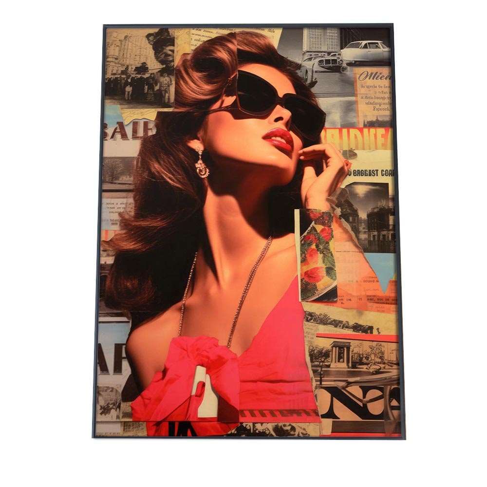 【B1サイズ（約73x103cm）】【lh-poster-994】【フレーム付き】レディ ポスター ガールズ コラージュ アートプリント ポスター インテリア キレイ目