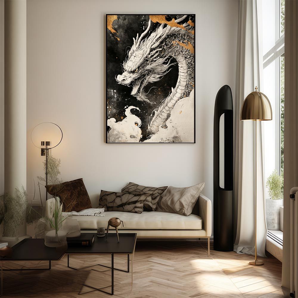 B2サイズ（約51x73cm）】【lh-poster-9941】【フレーム付き】ドラゴン