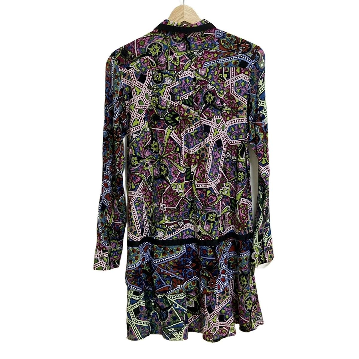 Y s ワイズ ワンピース サイズ1 レディース - ピンク×黒×マルチ レギュラー 長袖 ミニ 花柄