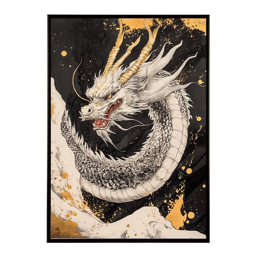 B2サイズ（約51x73cm）】【lh-poster-9946】【フレーム付き】ドラゴン