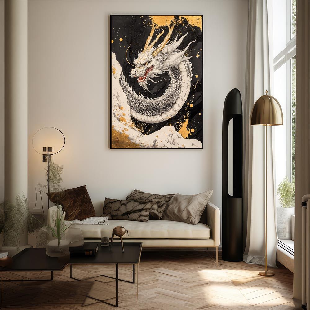 B2サイズ（約51x73cm）】【lh-poster-9946】【フレーム付き】ドラゴン