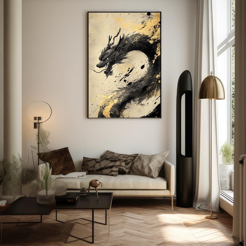 A2サイズ（約42x59cm）】【lh-poster-9947】【フレーム付き】ドラゴン