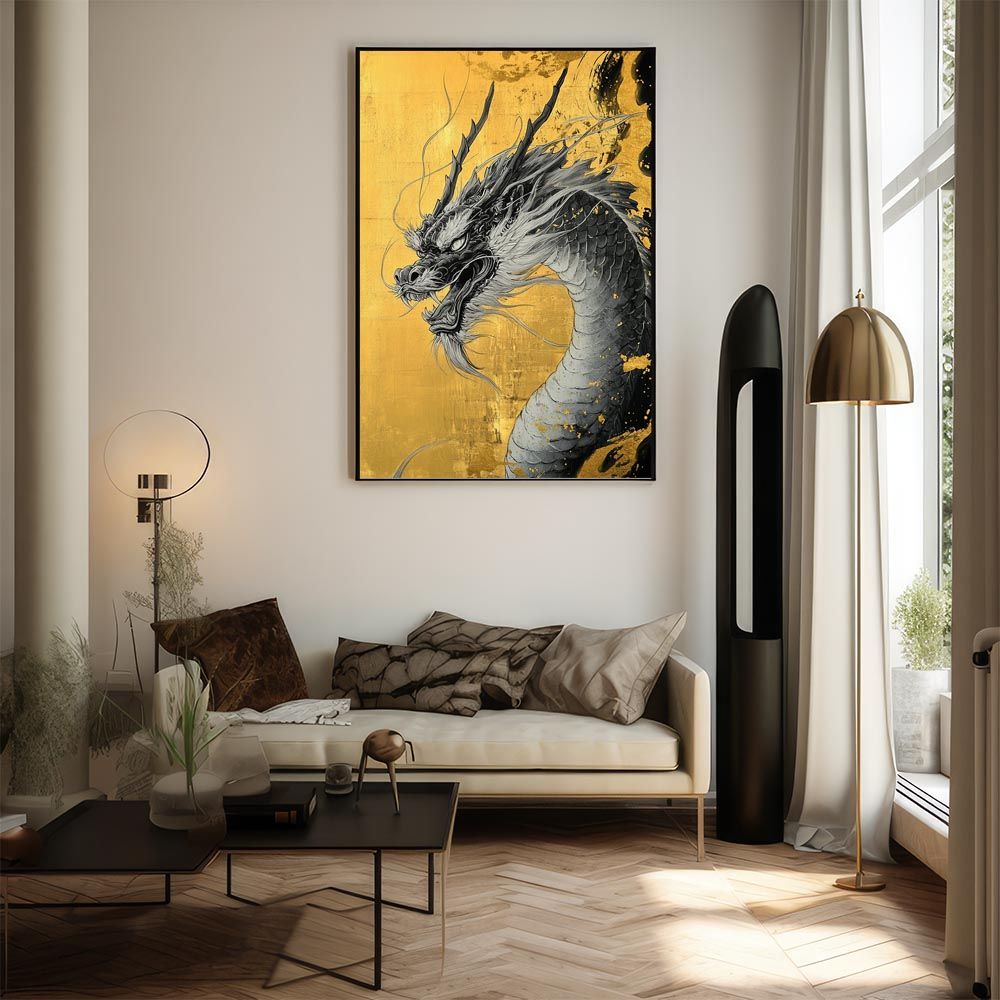 B2サイズ（約51x73cm）】【lh-poster-9950】【フレーム付き】ドラゴン