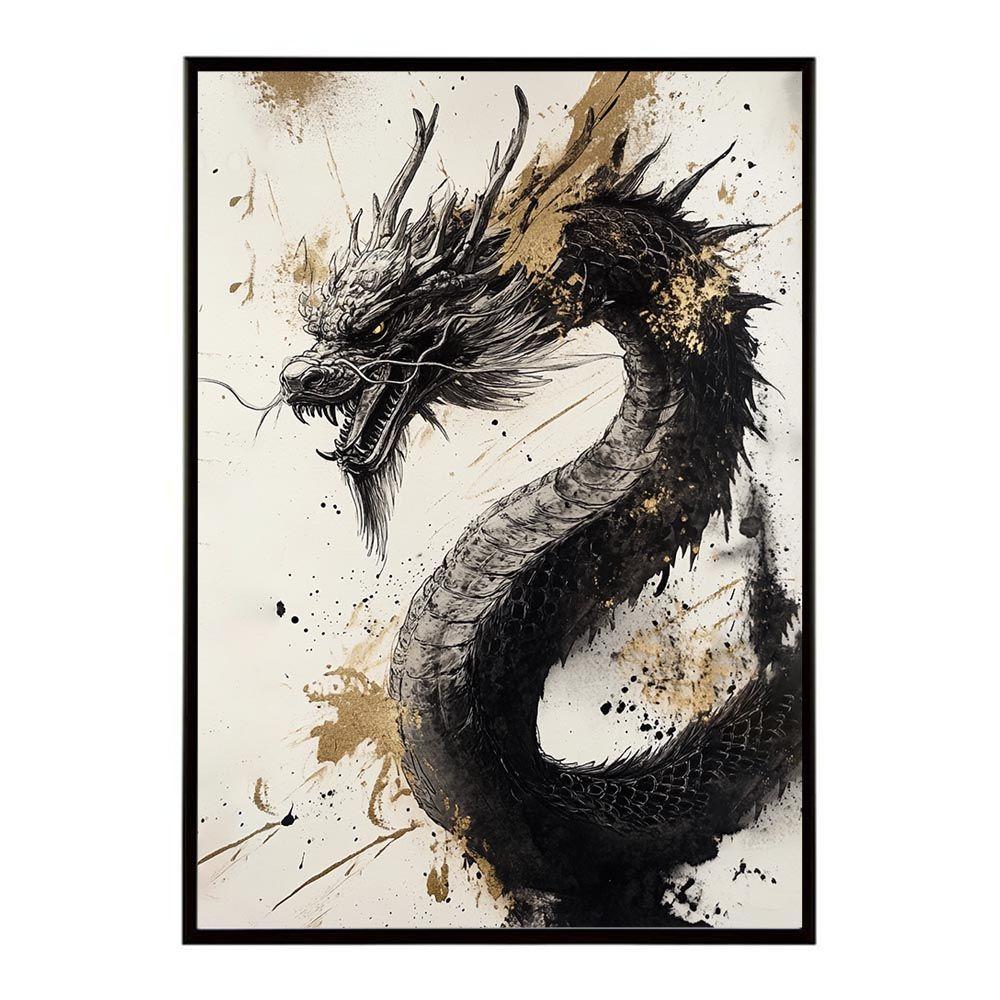 B4サイズ(約25x36cm)lh-poster-9951フレーム付きドラゴン