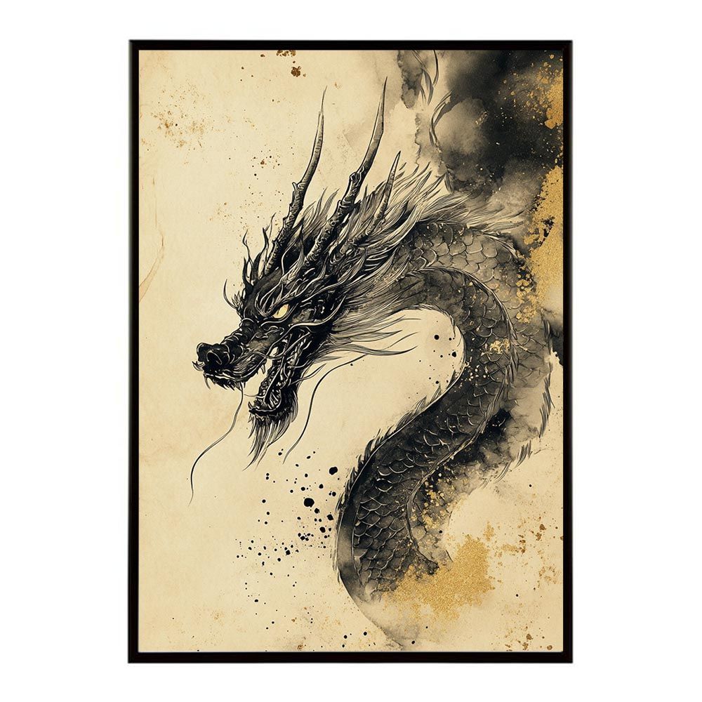 A1サイズ（約59x84cm）】【lh-poster-9954】【フレーム付き】ドラゴン