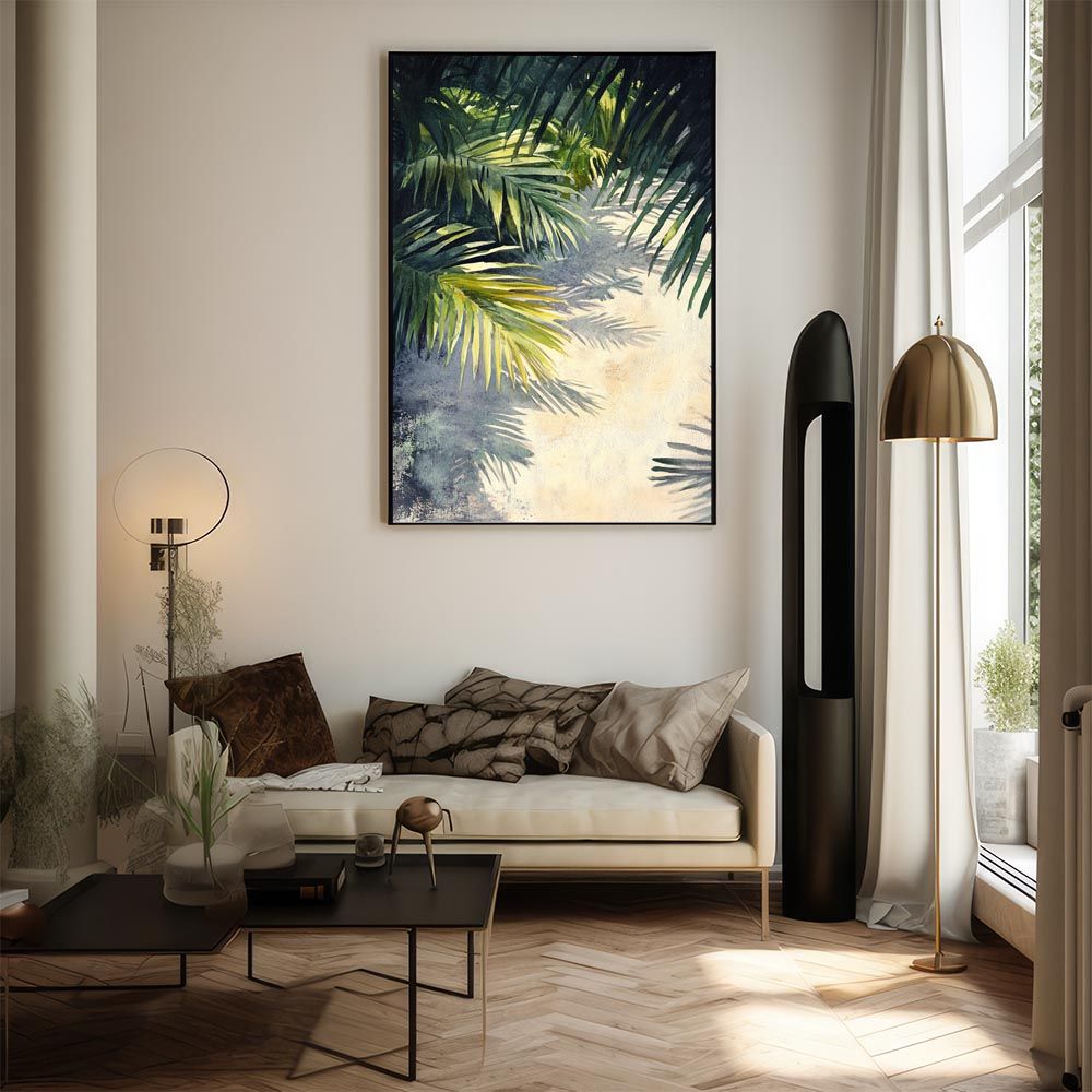 【A1サイズ（約59x84cm）】【lh-poster-9976】【フレーム付き】ヤシの木 パームツリー ココナッツ 緑 植物 サーフ シンプル ミニマリスト ポスター 縦 インテリア