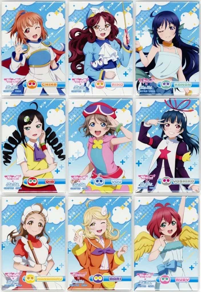 【中古】バッジ・ピンズ 全9種セット 「ラブライブ!サンシャイン!!×ぷよぷよ POP UP SHOP スクエア缶バッジ」