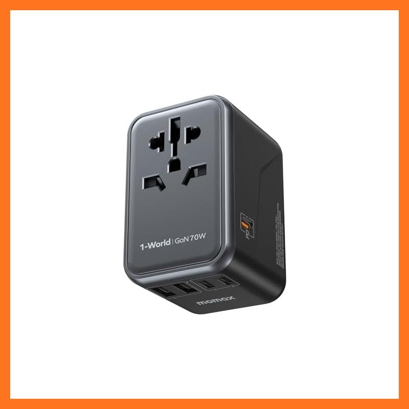 【新品】 【70W 急速充電】MOMAX 変換プラグ PD 70W GaN 海外用 6台同時充電 3*USB-C PD & 2*USB-A QC &1*ACコンセント 海外コンセント C/BF/O/Aタイプ マルチ変換プラグ 全世界対応 ヨーロッパ/韓国/ 0