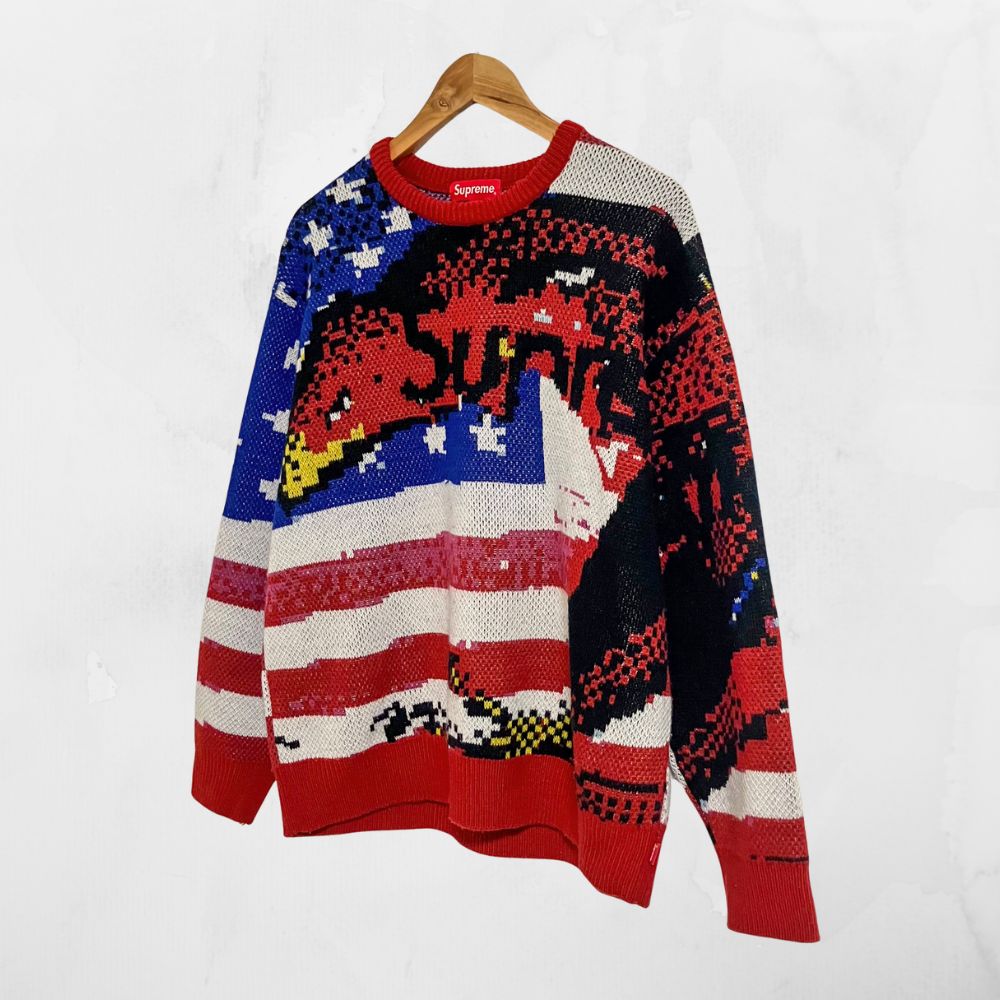 Supreme シュプリーム 星条旗 ニット セーター L USA柄 国旗柄 - メルカリ