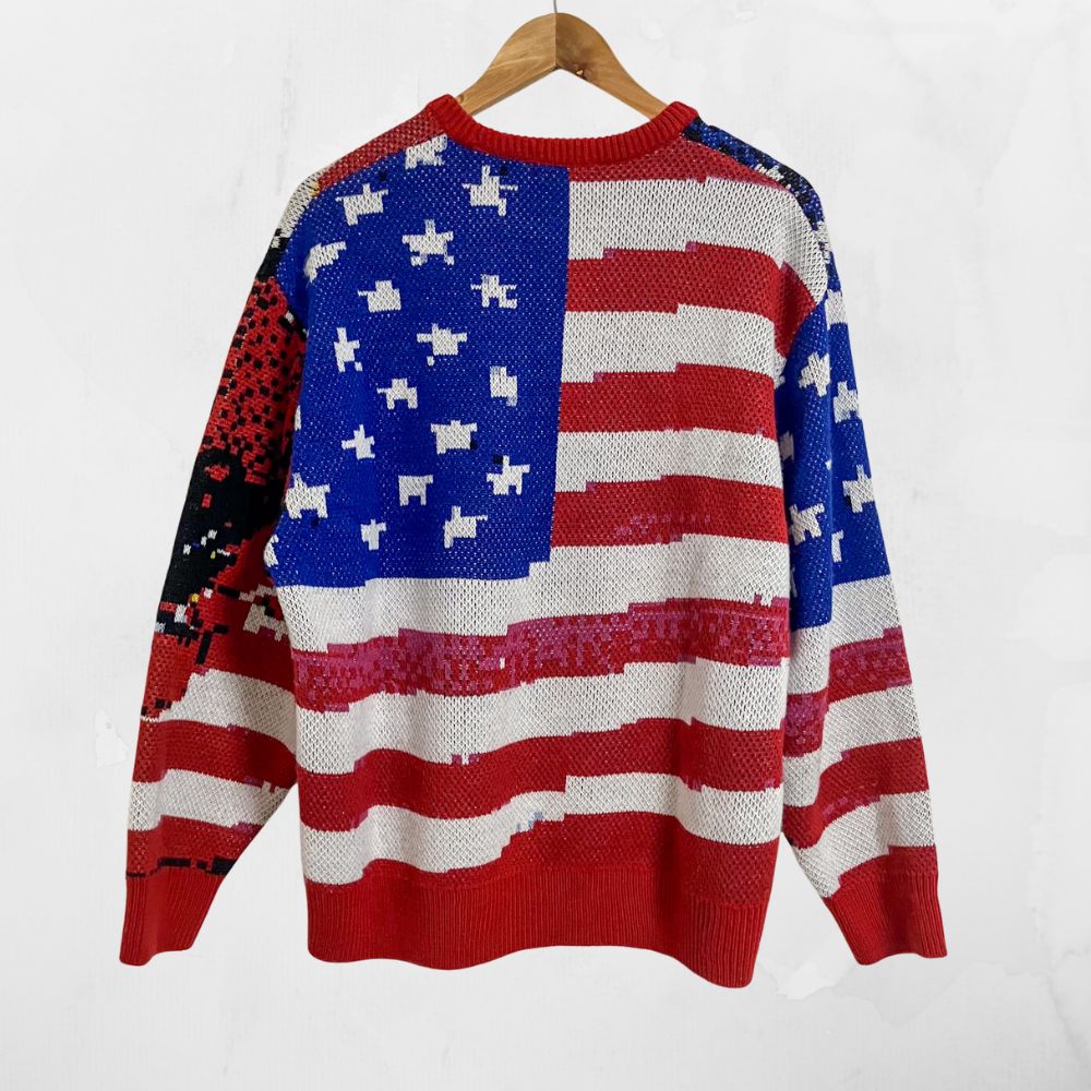 Supreme アメリカ国旗ニットセーター Lサイズ Supreme シュプリーム 星条旗 ニット セーター L USA柄 国旗柄 - メルカリ