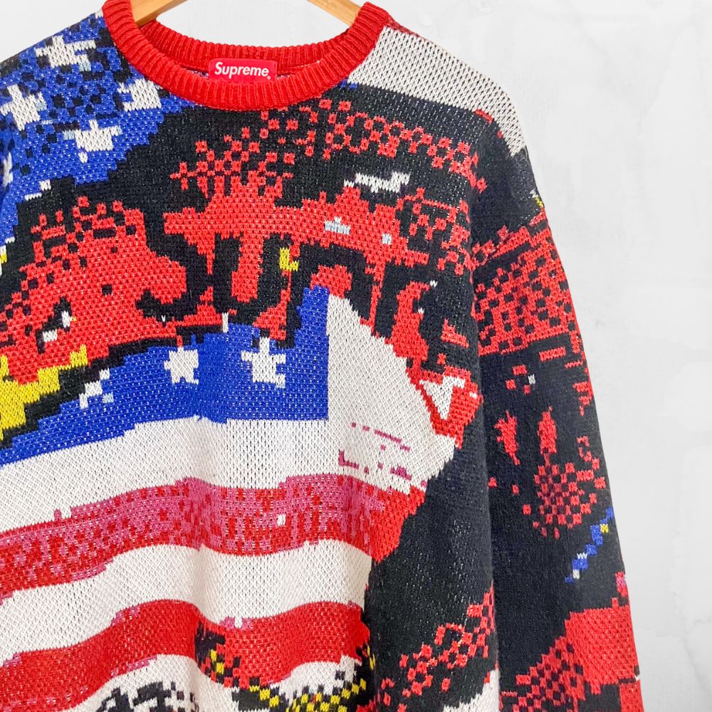 Supreme シュプリーム 星条旗 ニット セーター L USA柄 国旗柄 - メルカリ