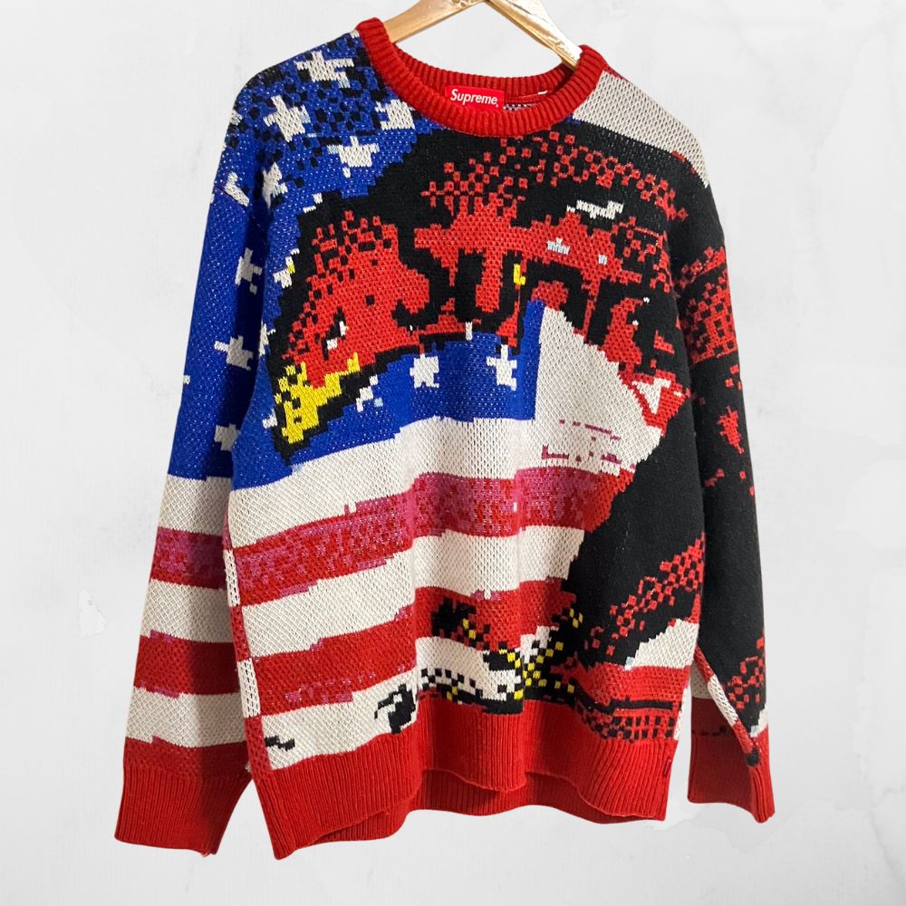 Supreme シュプリーム 星条旗ニットセーター L USA柄 国旗柄 2014FW