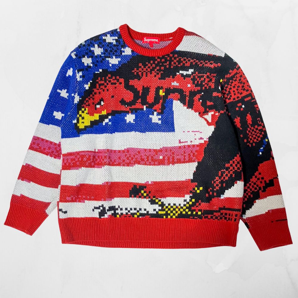 Supreme シュプリーム 星条旗 ニット セーター L USA柄 国旗柄 - メルカリ