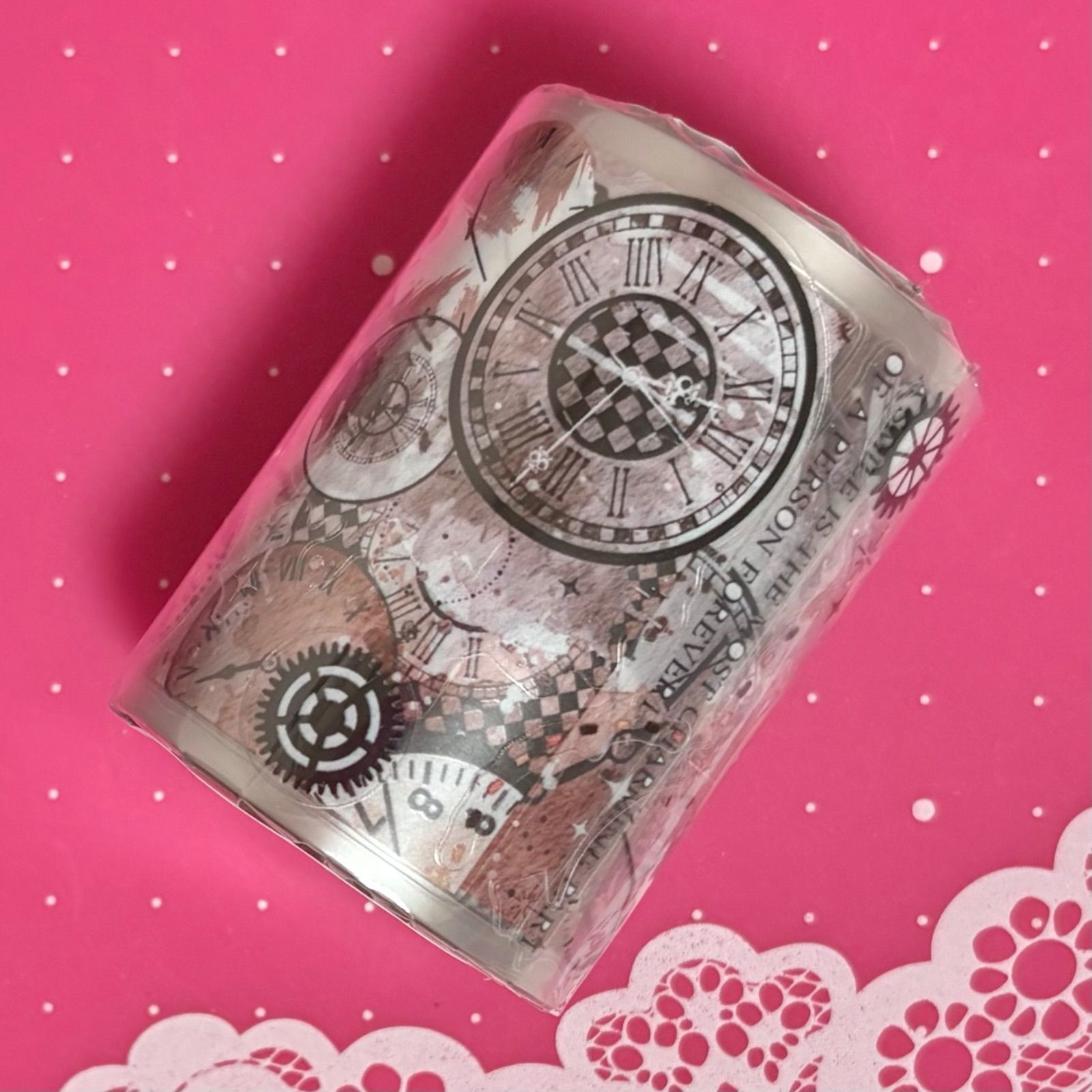 雾面 时钟 ダイカット 6cm×5m 海外マスキングテープ 海外マステ 時計