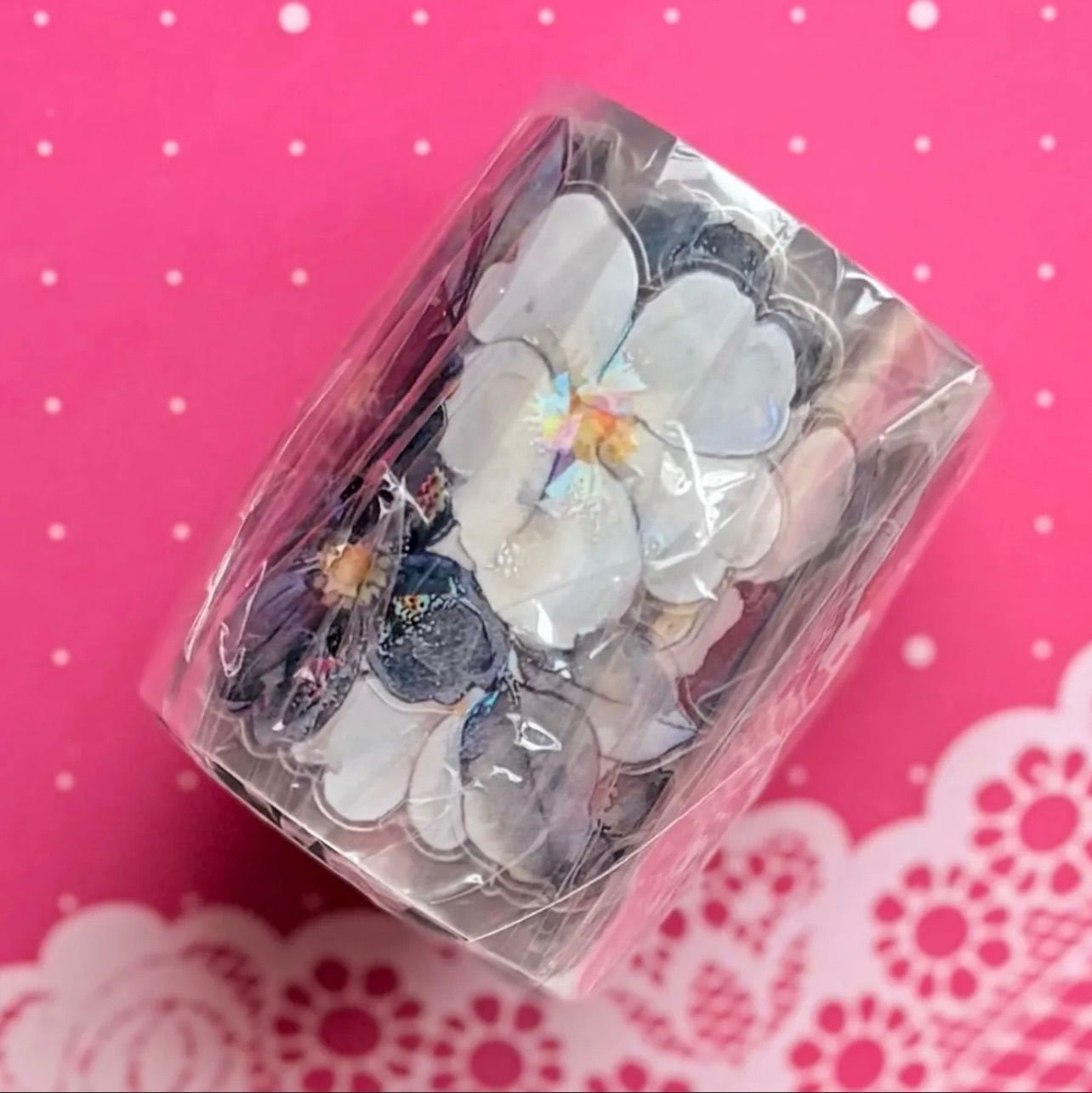 贝壳光 黑白叙语 ダイカット加工 5 cm 6 m 120 loop 海外マスキングテープ 海外マステ 花