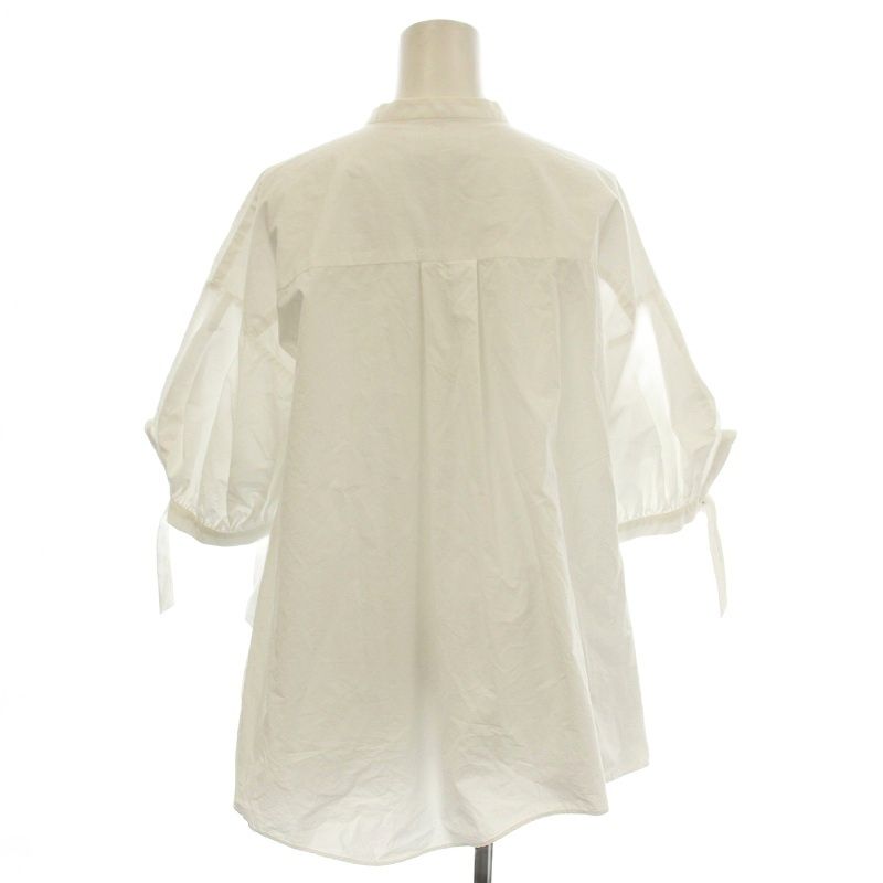 エンフォルド ENFOLD 24 SS WAVE-HEM SHIRT シャツ ブラウス 半袖 パフスリーブ 38 白 ホワイト -1570 G