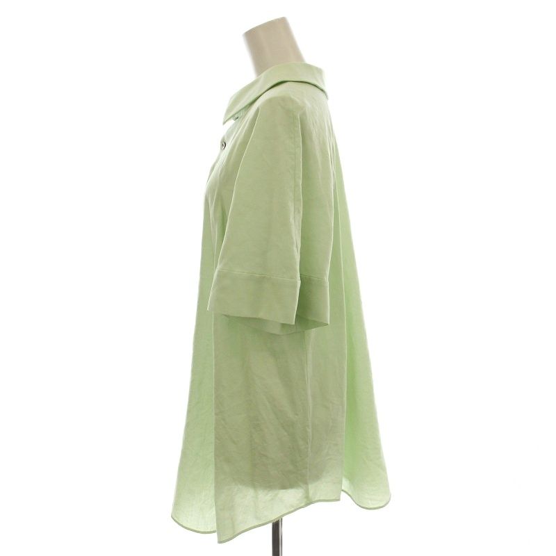  エンフォルド ENFOLD 25 AW HIGH-NECK BLOUSE シャツ ブラウス 半袖 38 黄緑 グリーン -0781 G 半袖 シャツ ブラウス