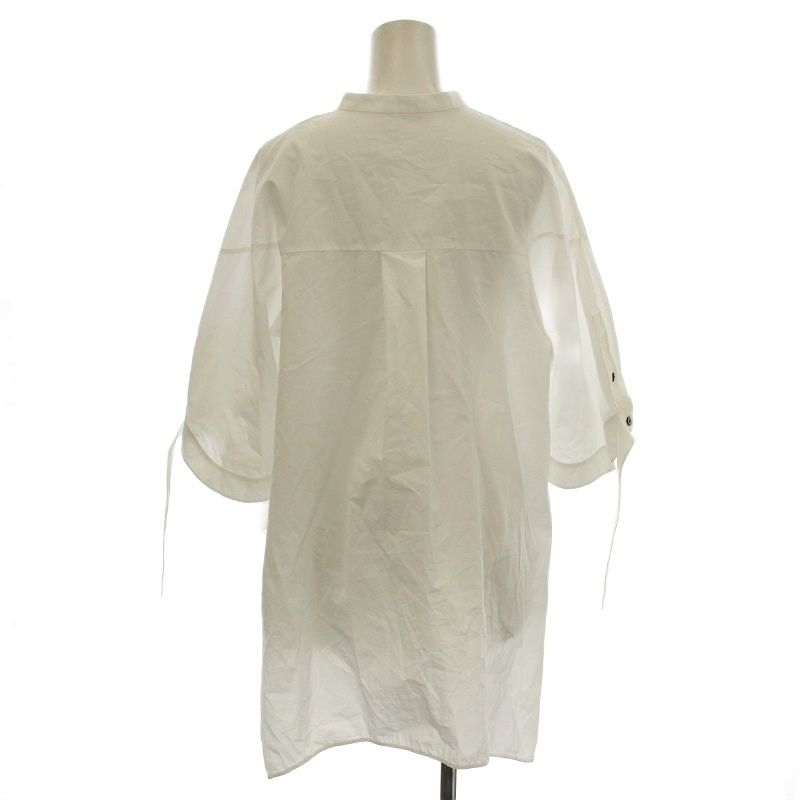 エンフォルド ENFOLD 25 AW NOTE SHIRT バンド シャツ ブラウス 半袖 38 白 ホワイト -2561 G