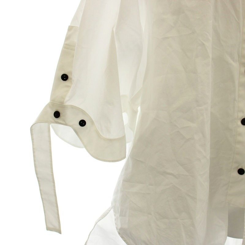  エンフォルド ENFOLD 25 AW NOTE SHIRT バンド シャツ ブラウス 半袖 38 白 ホワイト -2561 G 半袖 シャツ ブラウス