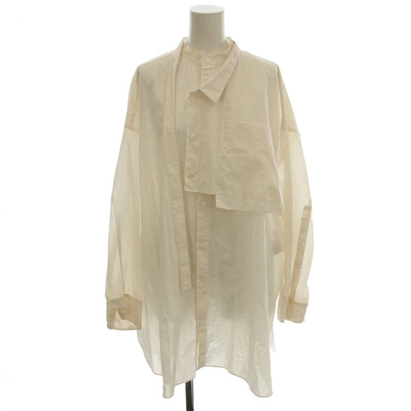 エンフォルド ENFOLD 25 SS SUMMER LOOSE SHIRT バンドカラー シャツ ブラウス 長袖 38 ライトピンク -2311 | G