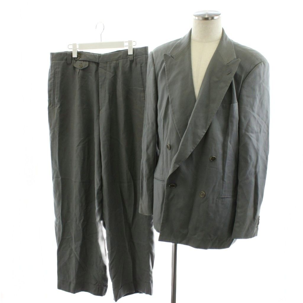 ジョルジオアルマーニ GIORGIO ARMANI スーツ セットアップ 上下 テーラードジャケット ダブル パンツ スラックス 50 グレー T 00 AB |AN 72