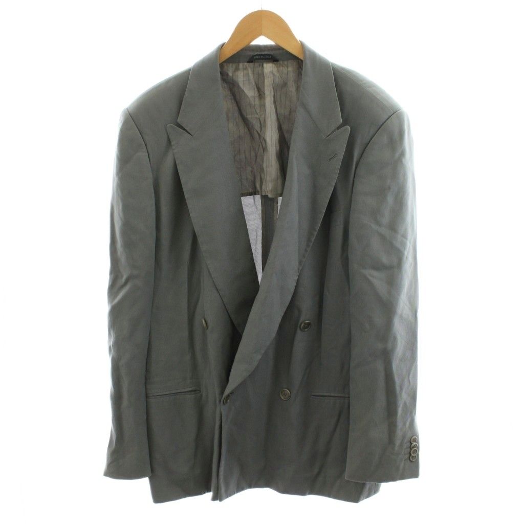 ジョルジオアルマーニ GIORGIO ARMANI スーツ セットアップ 上下 テーラードジャケット ダブル パンツ スラックス 50 グレー T 00 AB |AN 72