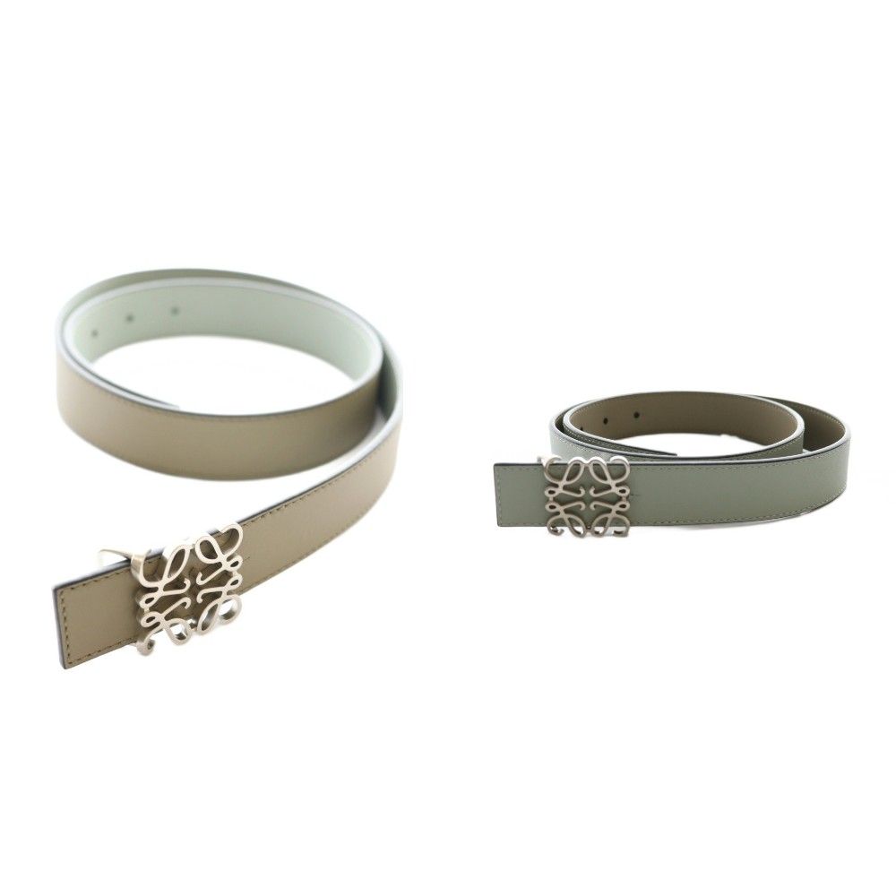 ロエベ LOEWE アナグラムベルト リバーシブル 30 32 グレージュ ライトブルー SS OS SH