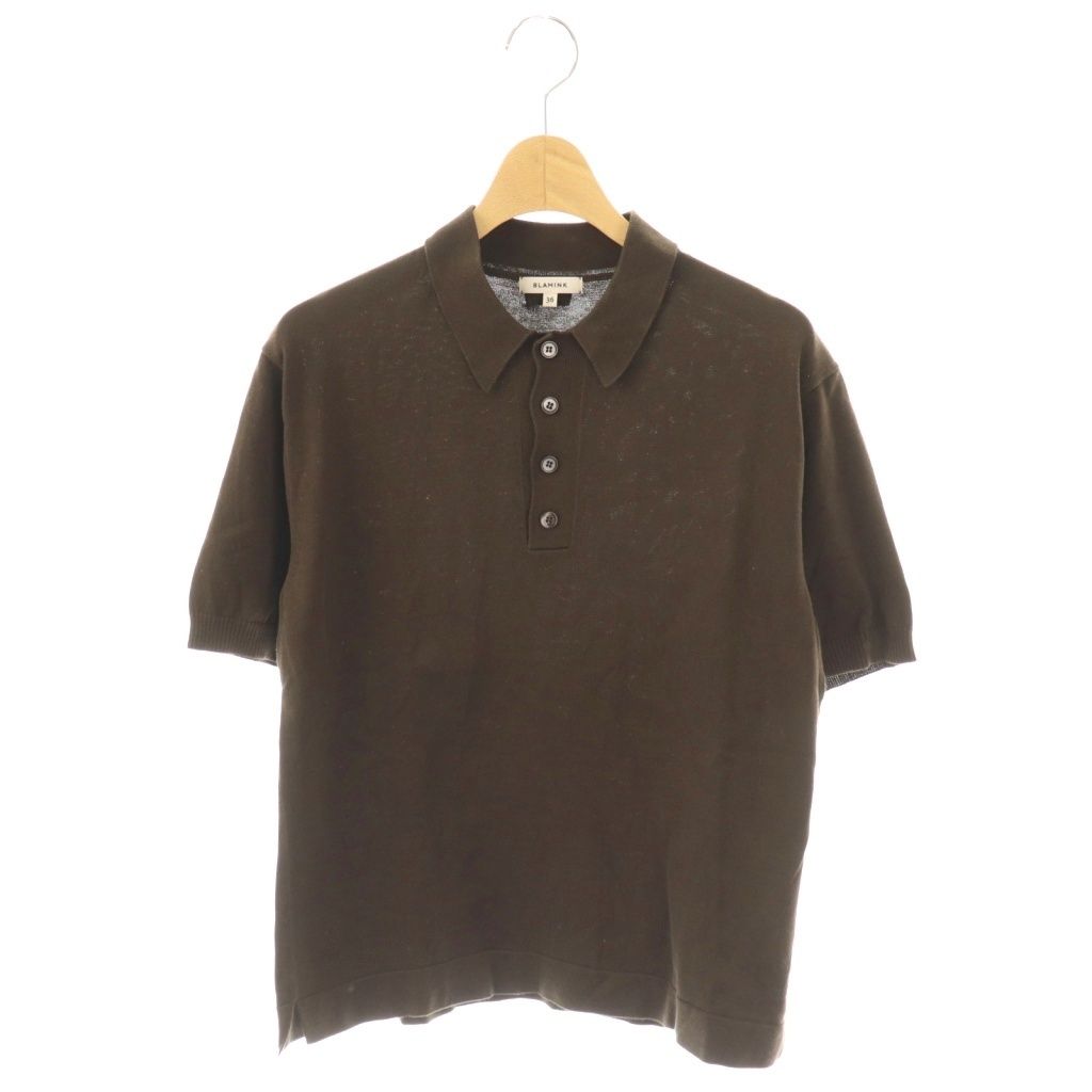 ブラミンク BLAMINK コットンニットポロシャツ カットソー 36 ブラウン CX OS