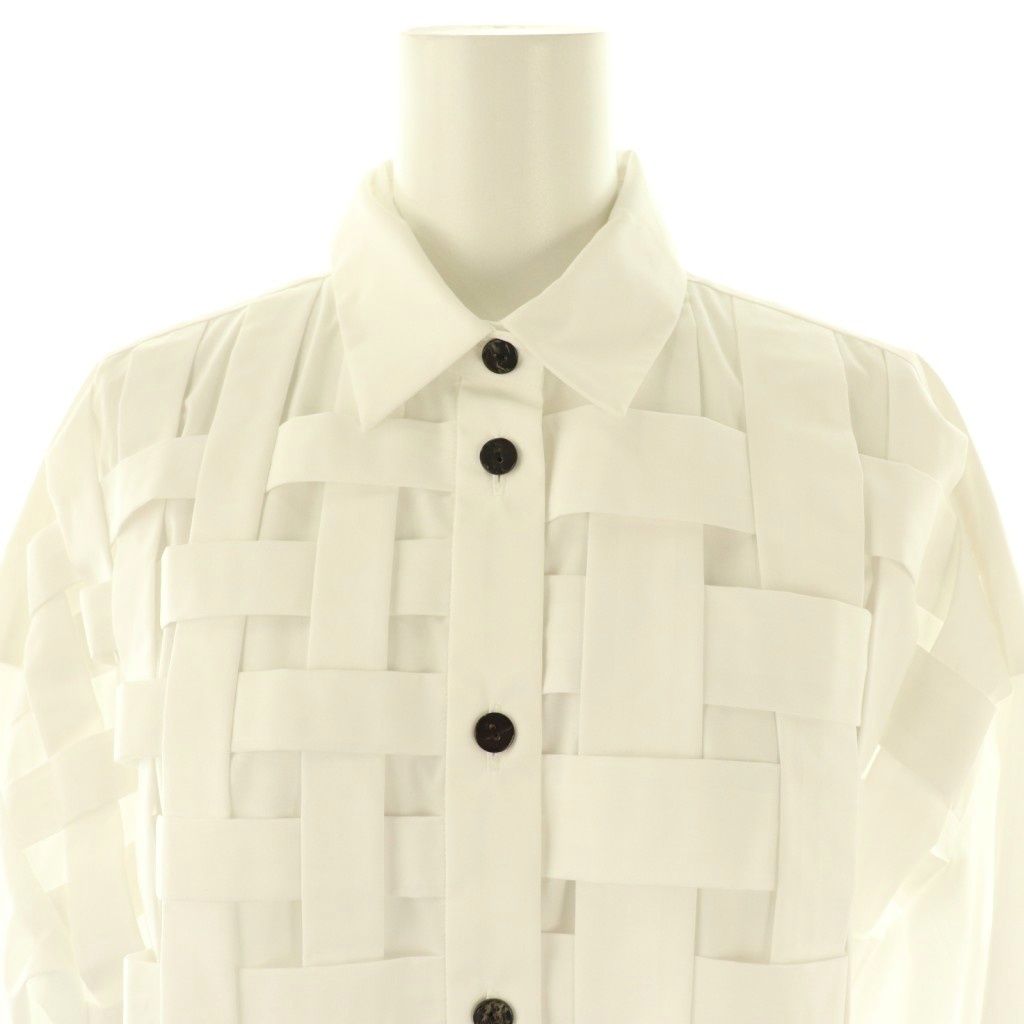  エンフォルド ENFOLD 25 AW GRID SHIRT シャツ ブラウス 長袖 前開き 38 白 NR OS 長袖 シャツ ブラウス