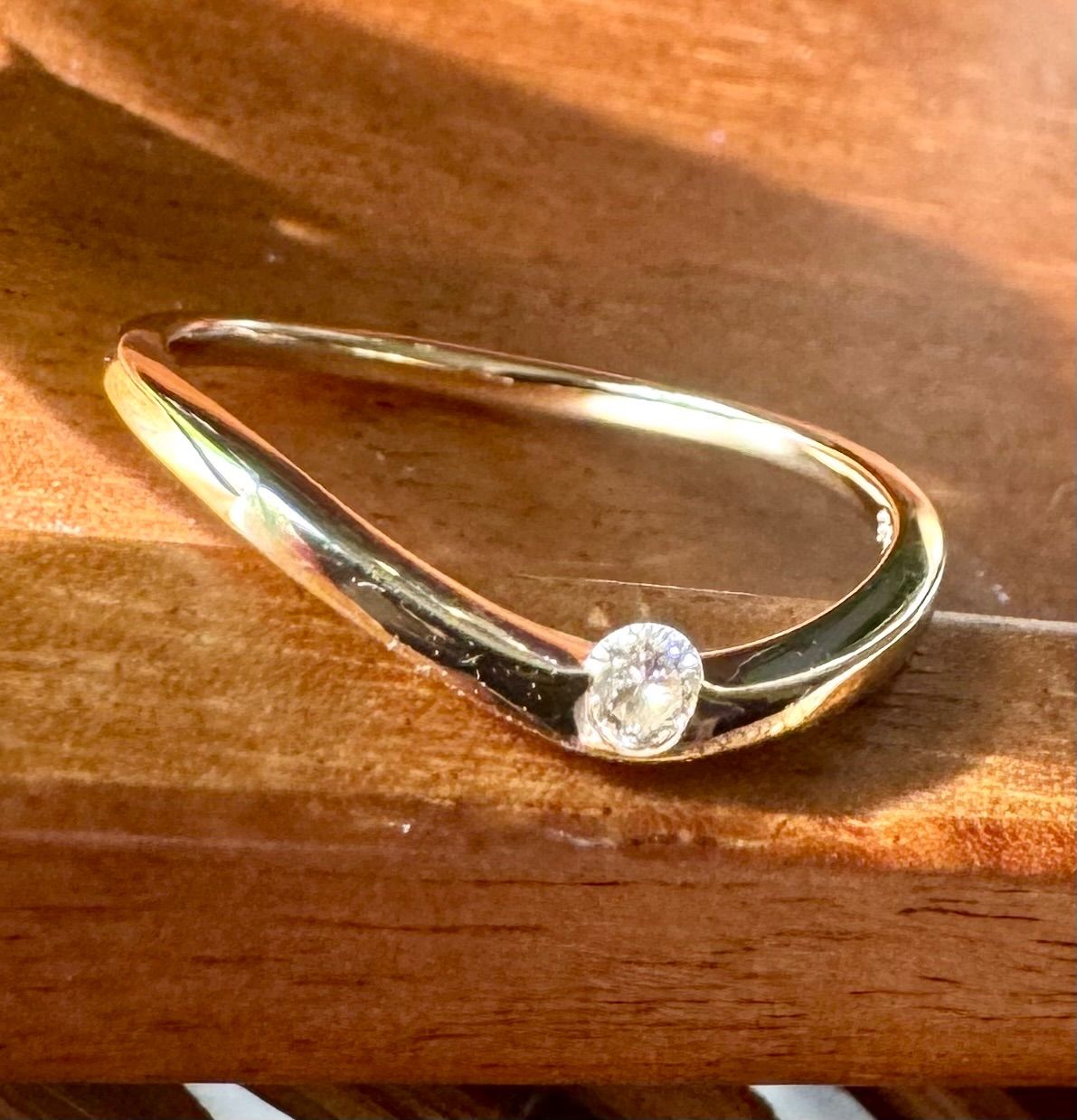 新品磨き済◇agete◇K18YG*一粒ダイヤモンドリング *アガット*クロス付